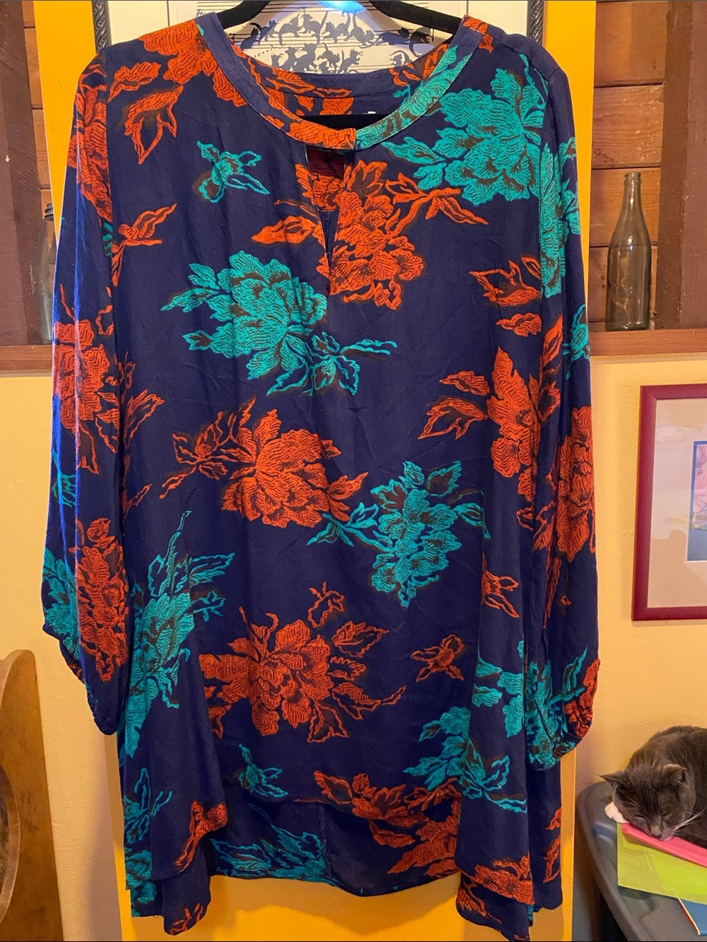 World Market Rayon Floral Print hi-low Tunic